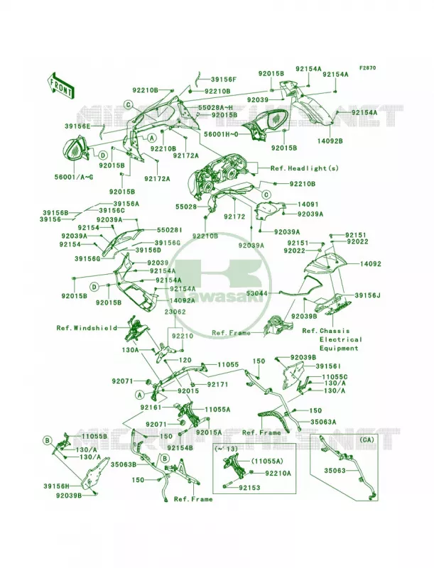 CowlingUpper Kawasaki MOTOS 1400 2012 Concours 14 ABS  ZG1400CCF