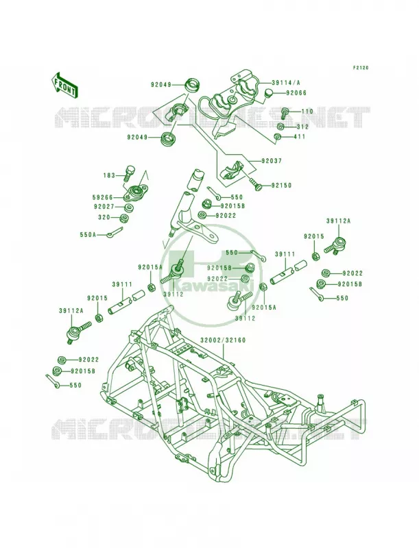 Frame Kawasaki QUAD 300 1991 Bayou 300 4X4  KLF300-C3
