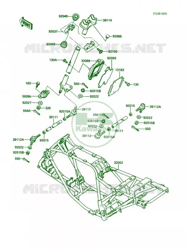 Frame Kawasaki QUAD 220 1989 Bayou 220  KLF220-A2