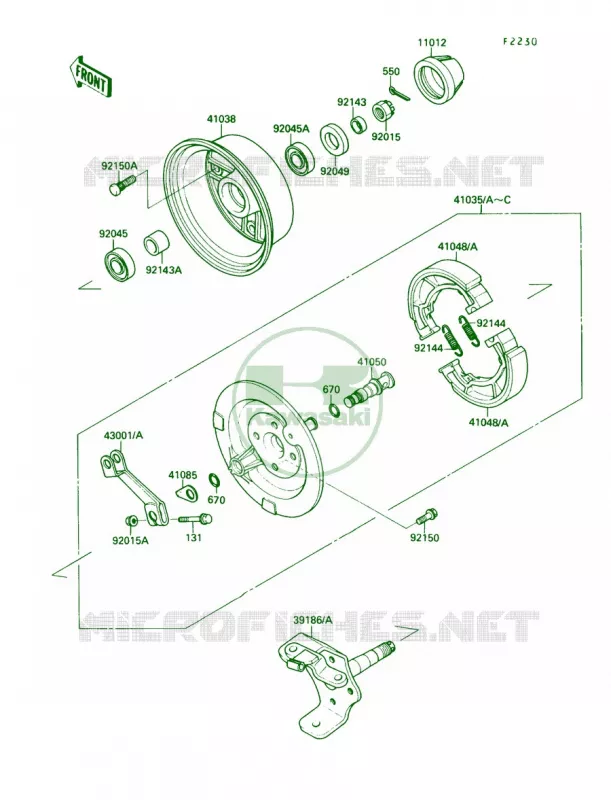 Front Hub Kawasaki QUAD 220 1988 Bayou 220  KLF220-A1