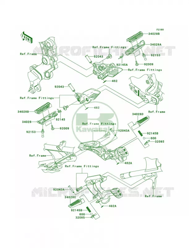 Footrests Kawasaki MOTOS 1400 2010 Concours 14  ZG1400DAF