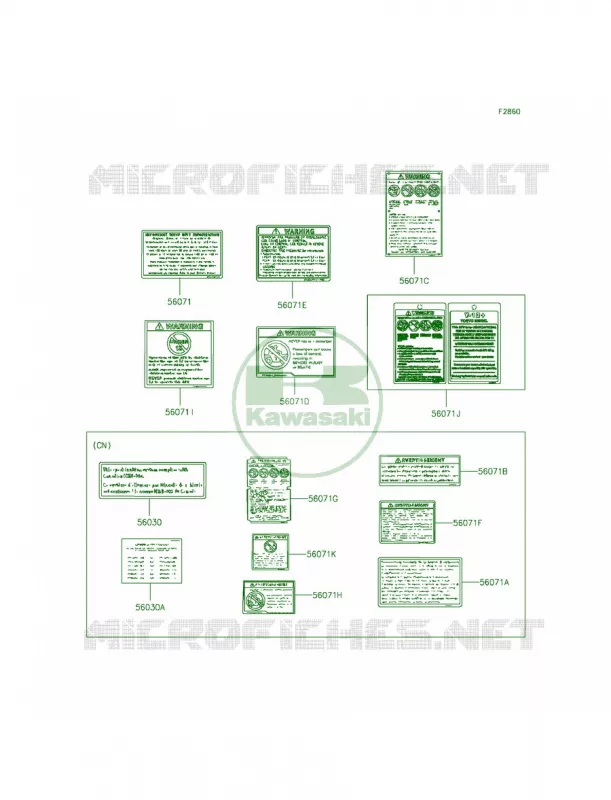 Labels Kawasaki QUAD 90 2014 KFX90  KSF90AEF