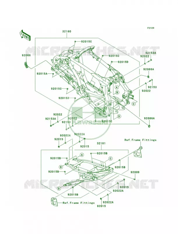Frame Kawasaki QUAD 450 2014 KFX450R  KSF450BEF