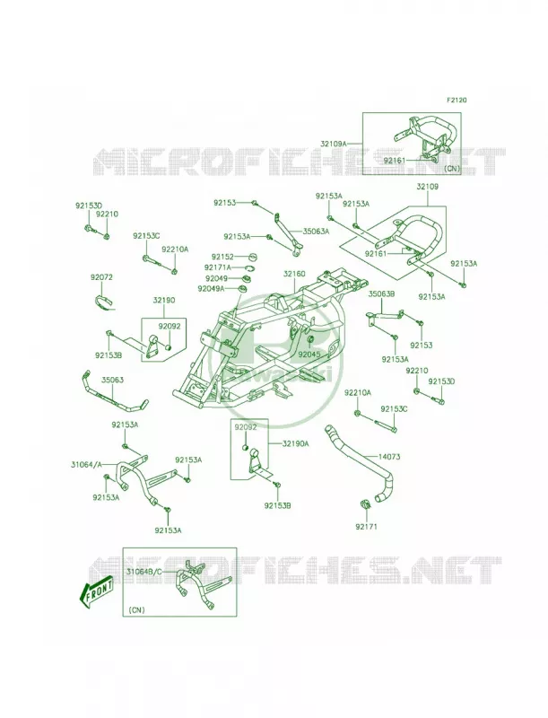 Frame Kawasaki QUAD 90 2013 KFX90  KSF90ADF