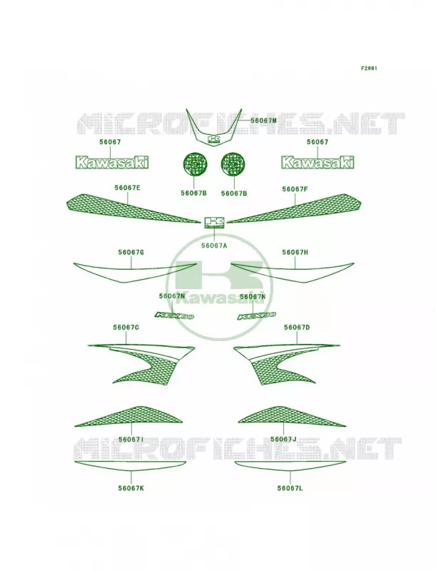 DecalsGreenA7F Kawasaki QUAD 90 2011 KFX90  KSF90ABF
