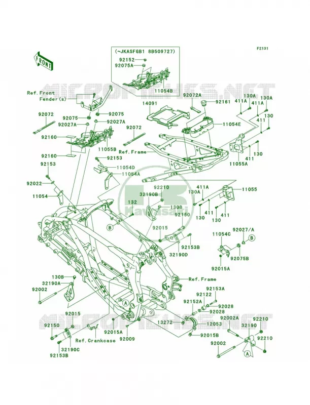 Frame FittingsB8FB8FA Kawasaki QUAD 450 2010 KFX450R  KSF450BAF