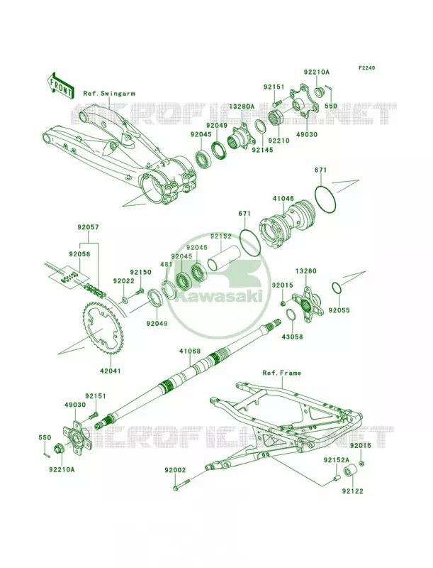 Rear Hub Kawasaki QUAD 450 2010 KFX450R  KSF450BAF