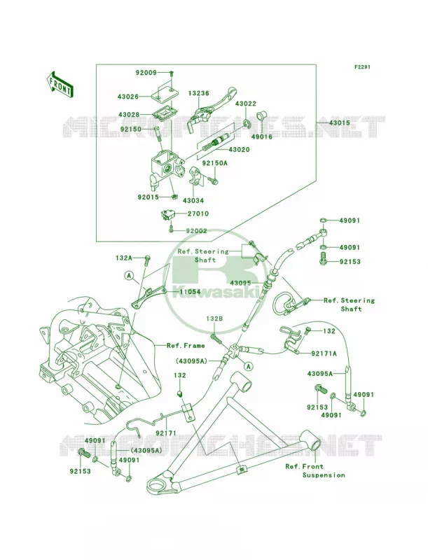 Front Master Cylinder Kawasaki QUAD 450 2009 KFX450R  KSF450B9F