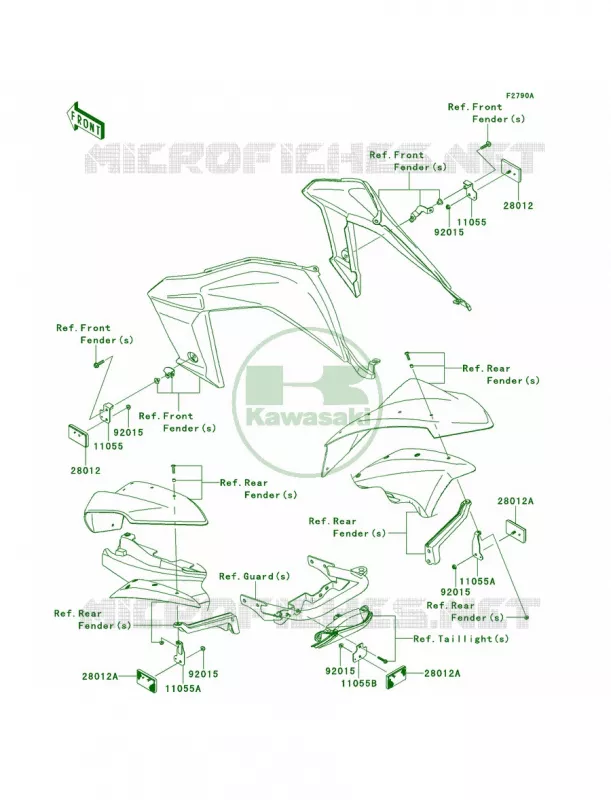 ReflectorsBAFCN Kawasaki QUAD 450 2008 KFX450R  KSF450B8F