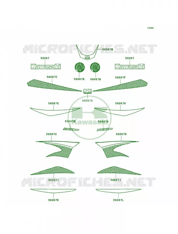 DecalsGreenA7F Kawasaki QUAD 90 2007 KFX90  KSF90A7F
