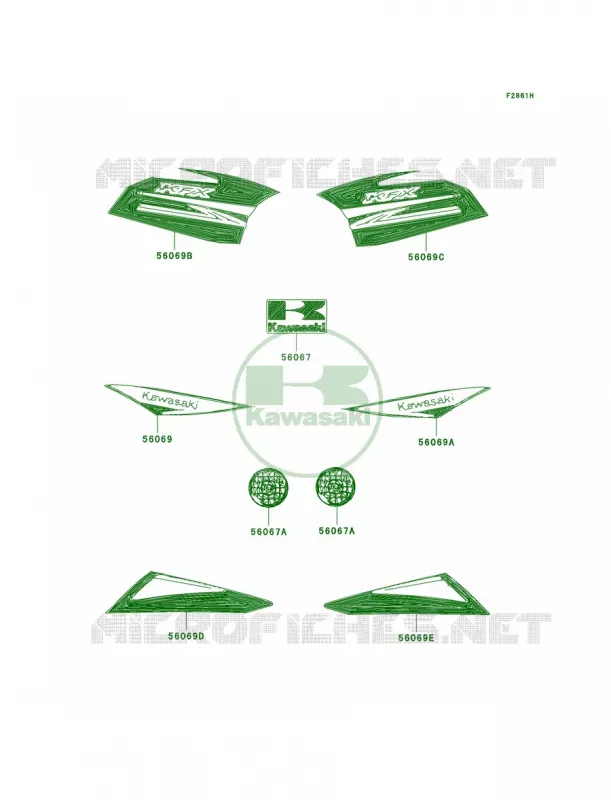 DecalsGreenABF Kawasaki QUAD 90 2007 KFX90  KSF90A7F