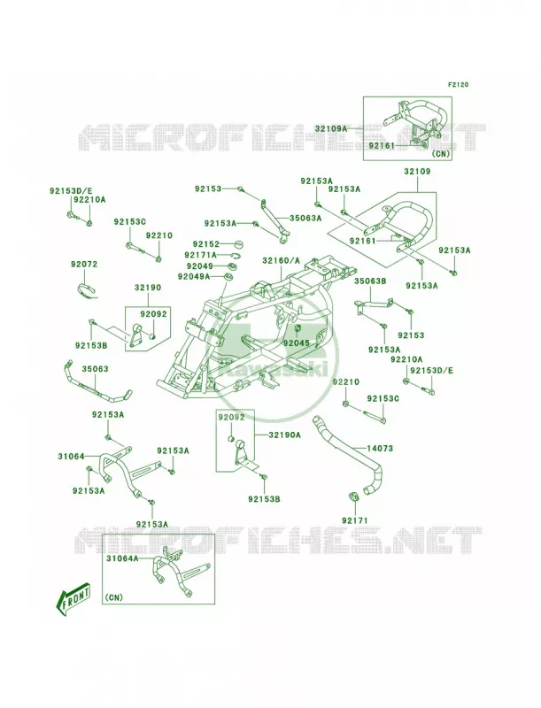 Frame Kawasaki QUAD 90 2007 KFX90  KSF90A7F