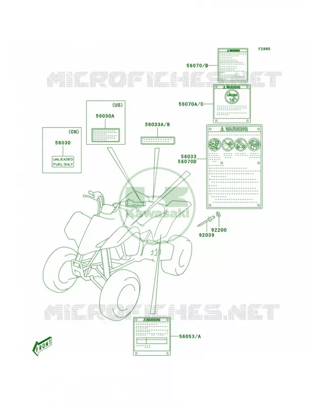 Labels Kawasaki QUAD 400 2006 KFX400  KSF400A6F