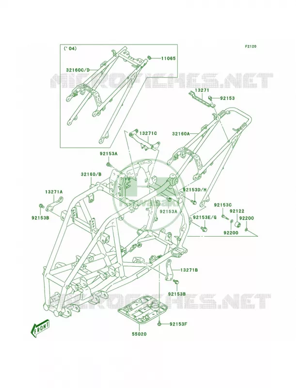 FrameA1A2 Kawasaki QUAD 400 2005 KFX400  KSF400-A3