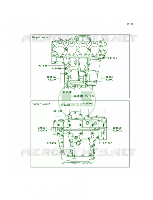 Crankcase Bolt Pattern Kawasaki MOTOS 1400 2009 Concours 14 ABS  ZG1400A9F