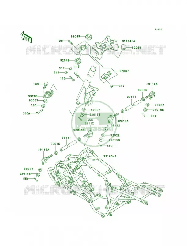 Frame Kawasaki QUAD 250 2004 KFX 250 Mojave  KSF250-A18