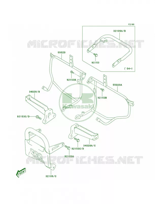 Footrests Kawasaki QUAD 400 2004 KFX400  KSF400-A2