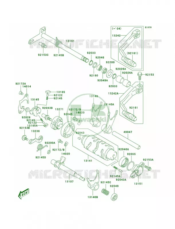 Gear Change Mechanism Kawasaki QUAD 400 2004 KFX400  KSF400-A2