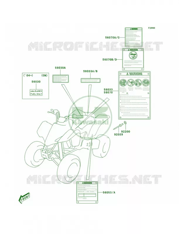 Labels Kawasaki QUAD 400 2004 KFX400  KSF400-A2