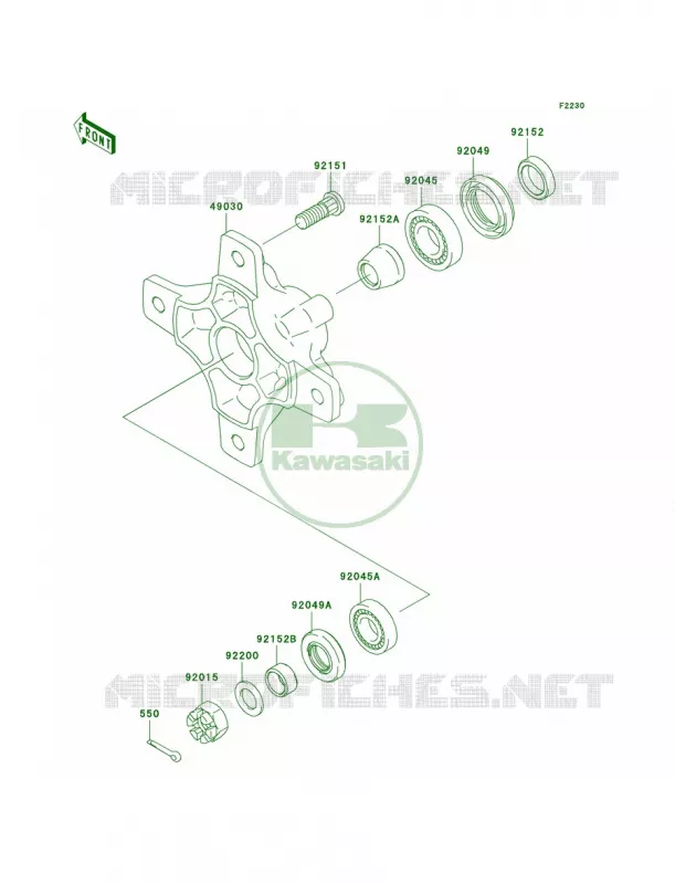 Front Hub Kawasaki QUAD 700 2004 KFX700 V Force  KSV700-A1