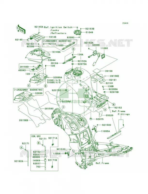 Fuel Tank Kawasaki MOTOS 1400 2008 Concours 14  ZG1400B8F
