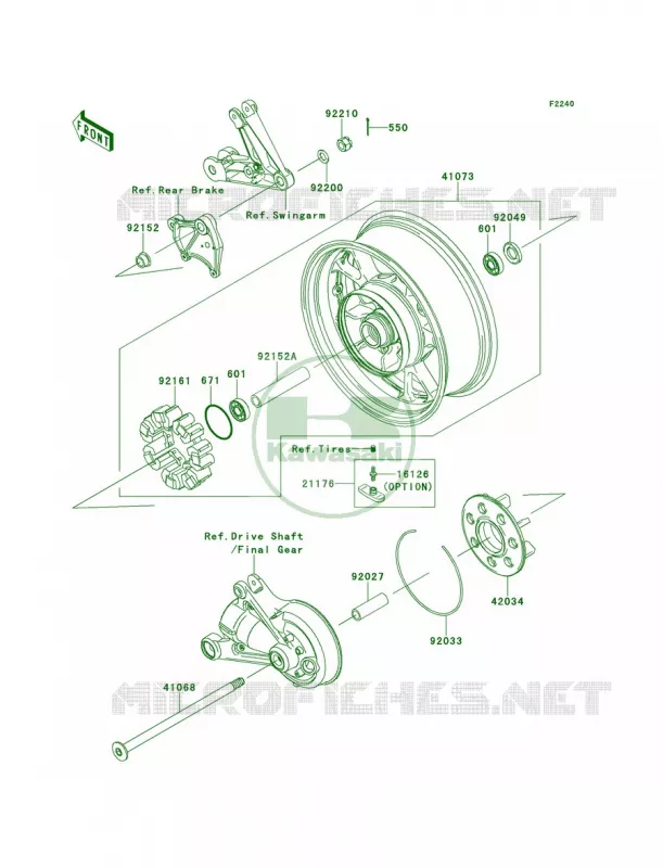 Rear WheelChain Kawasaki MOTOS 1400 2008 Concours 14  ZG1400B8F