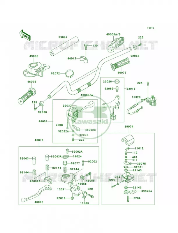 Handlebar Kawasaki QUAD 250 2000 Mojave 250  KSF250-A14