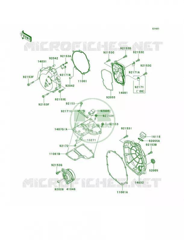 Engine Covers Kawasaki MOTOS 1400 2008 Concours 14 ABS  ZG1400A8F
