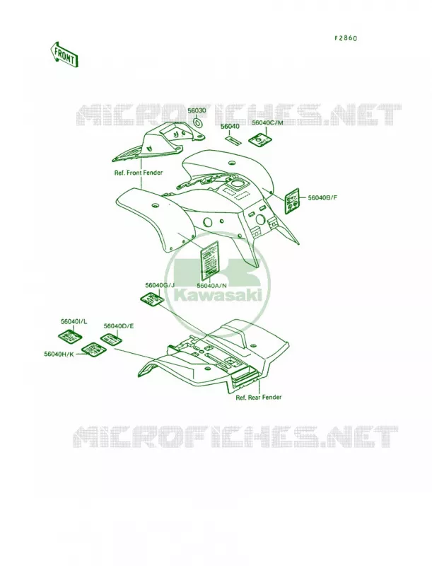 Labels Kawasaki QUAD 250 1994 Mojave 250  KSF250-A8