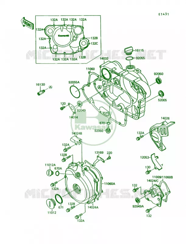 Engine Cover Kawasaki QUAD 250 1990 Mojave 250  KSF250-A4