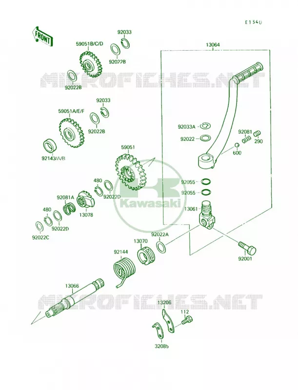 Kickstarter Mechanism Kawasaki QUAD 250 1990 Mojave 250  KSF250-A4