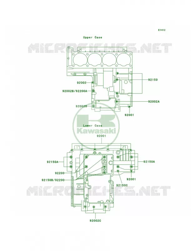 Crankcase Bolt Pattern Kawasaki MOTOS 1000 2001 Concours  ZG1000-A16