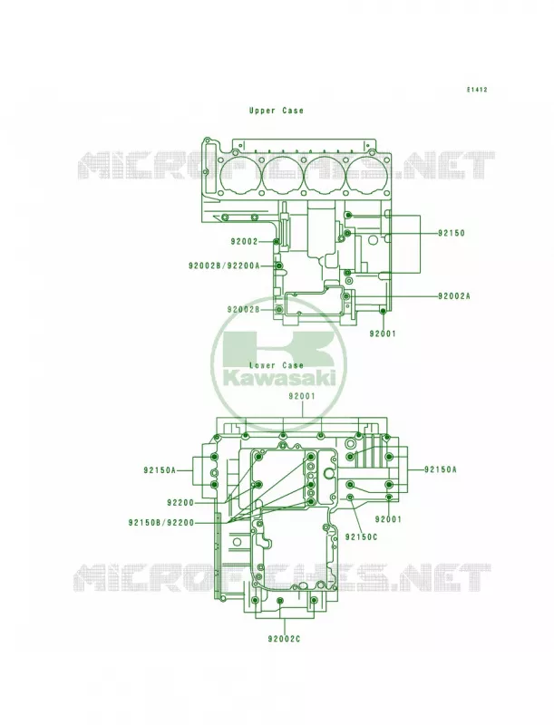 Crankcase Bolt Pattern Kawasaki MOTOS 1000 1999 Concours  ZG1000-A14