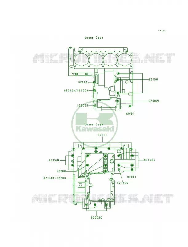 Crankcase Bolt Pattern Kawasaki MOTOS 1000 1996 Concours  ZG1000-A11