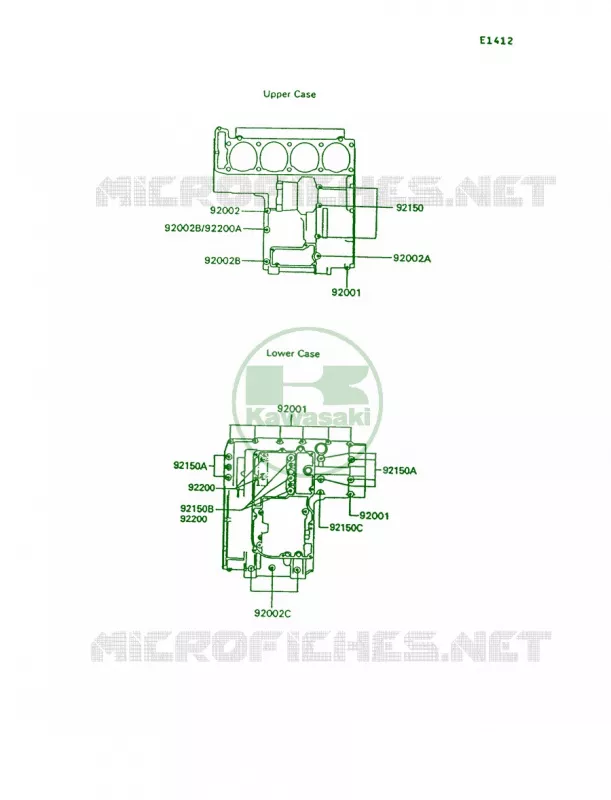 Crankcase Bolt Pattern Kawasaki MOTOS 1000 1994 Concours  ZG1000-A9