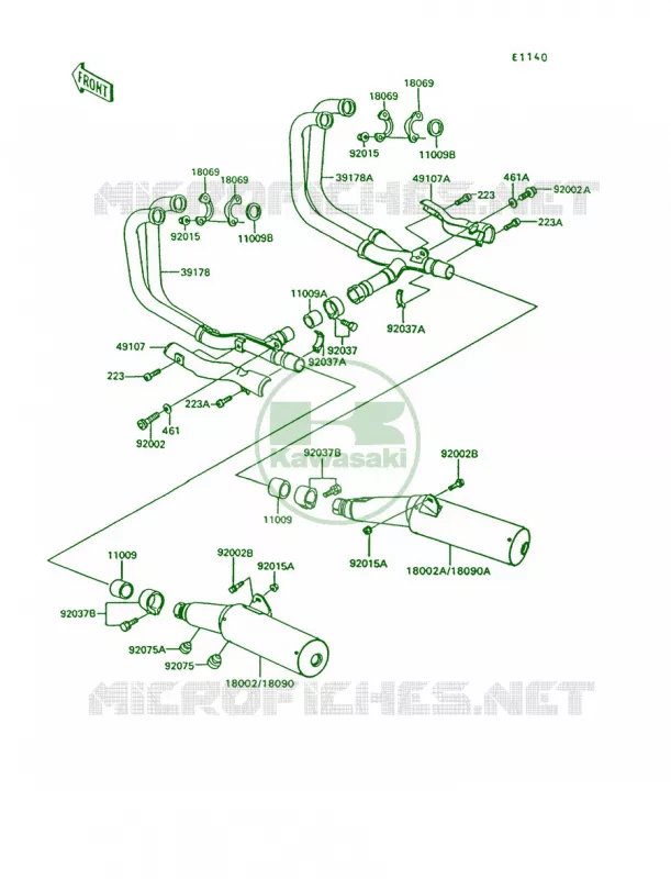 Mufflers Kawasaki MOTOS 1000 1992 Concours  ZG1000-A7