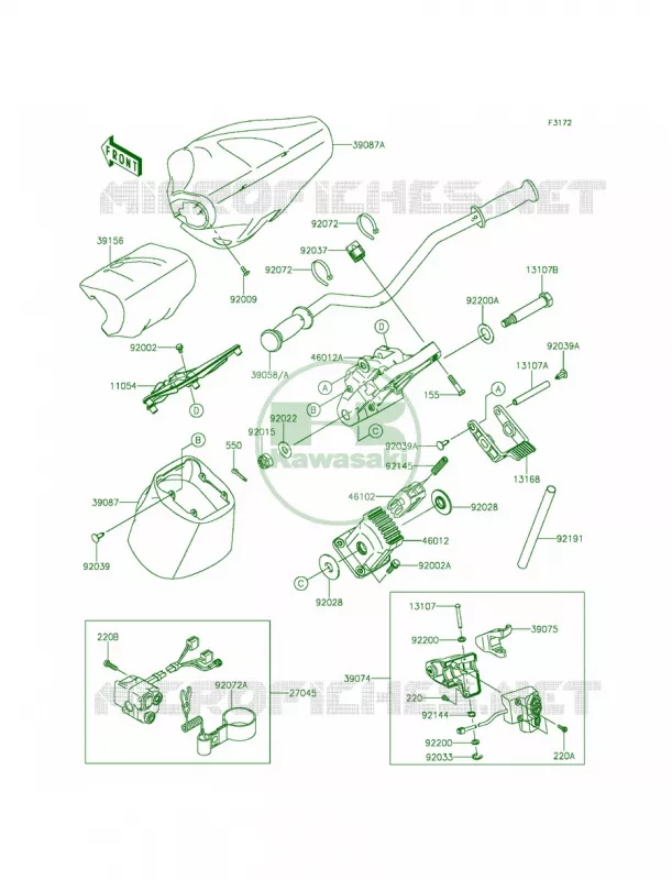 Handlebar Kawasaki JET SKI 1500 2014 ULTRA 310X  JT1500LEF
