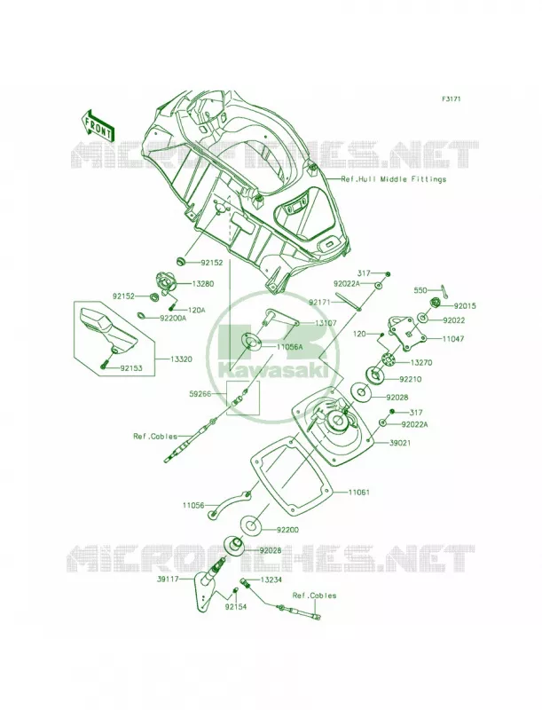 Handle Pole Kawasaki JET SKI 1500 2014 ULTRA 310R  JT1500NEF