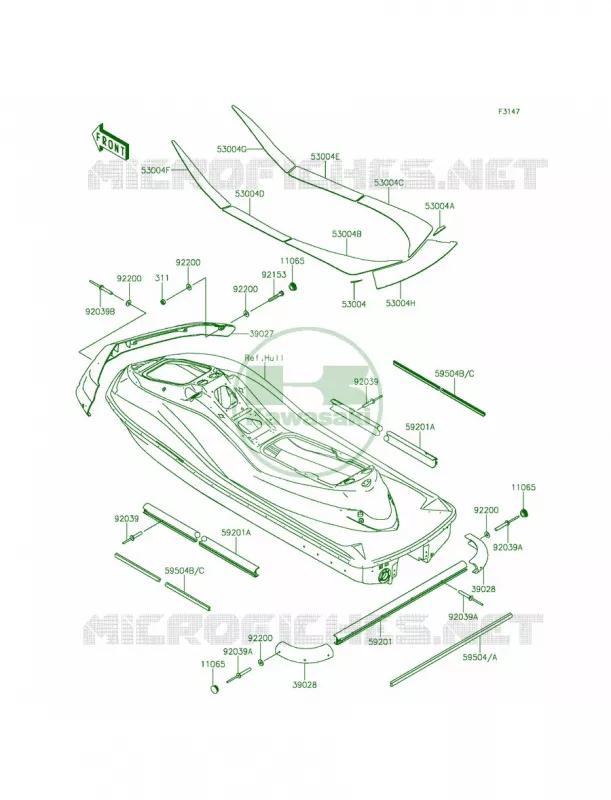 Pads Kawasaki JET SKI 1500 2014 ULTRA 310X SE  JT1500PEF