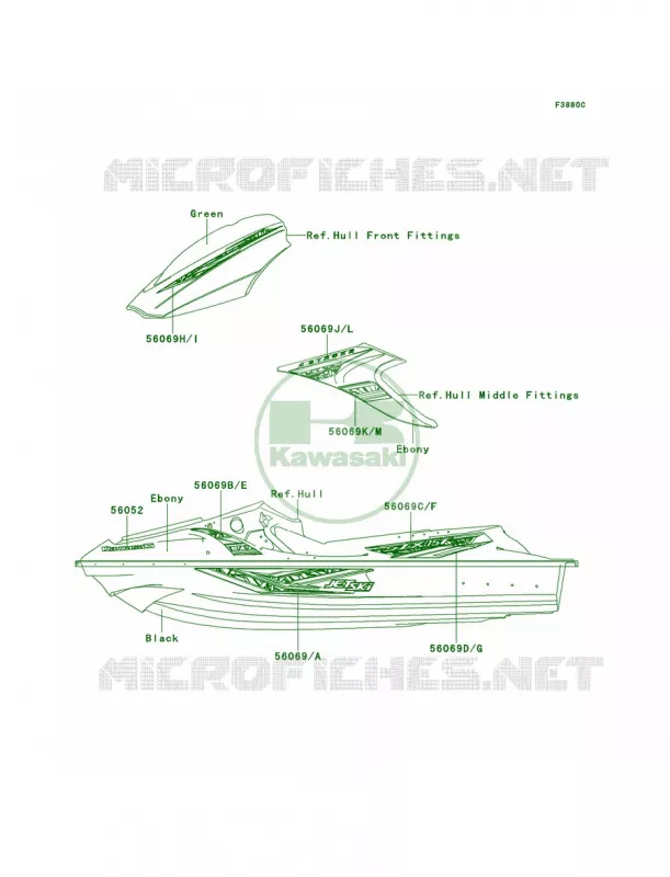 DecalsEbonyAEF Kawasaki JET SKI 1500 2013 STX-15F  JT1500ADF