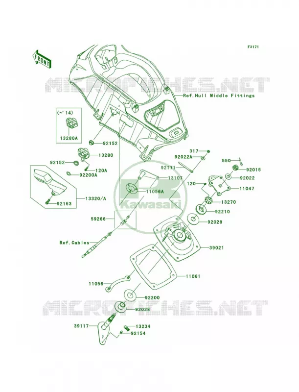 Handle Pole Kawasaki JET SKI 1500 2013 ULTRA LX  JT1500KDF