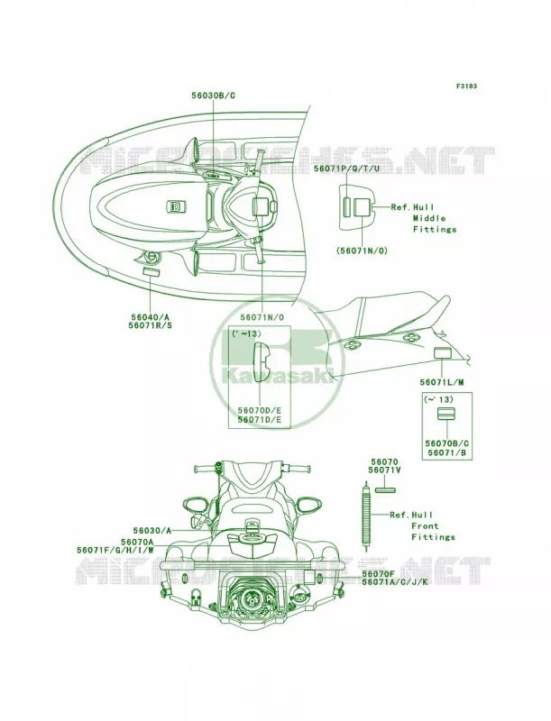 Labels Kawasaki JET SKI 1500 2012 STX-15F  JT1500ACF