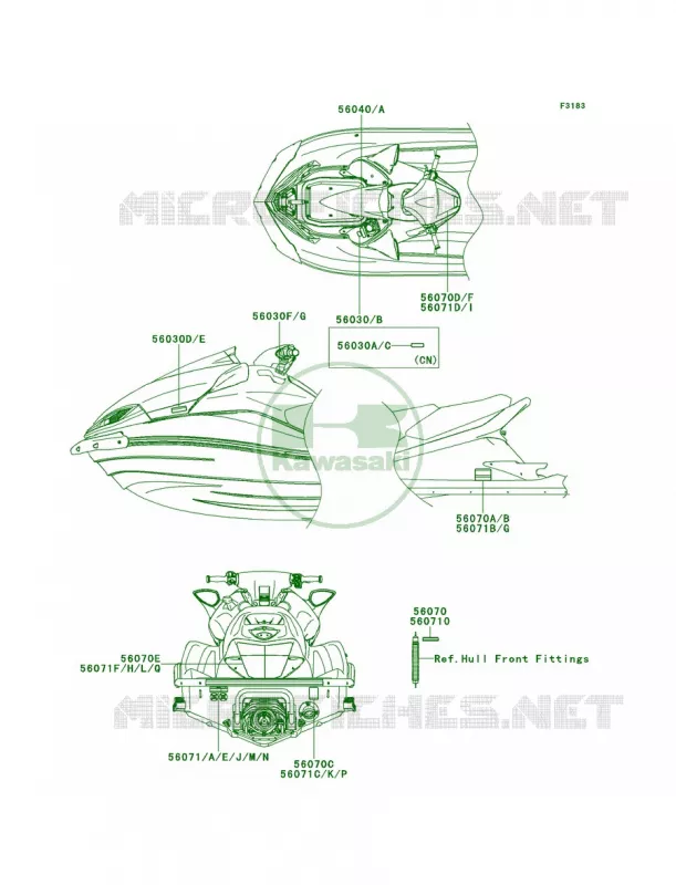 Labels Kawasaki JET SKI 1500 2012 ULTRA 300LX  JT1500JCF