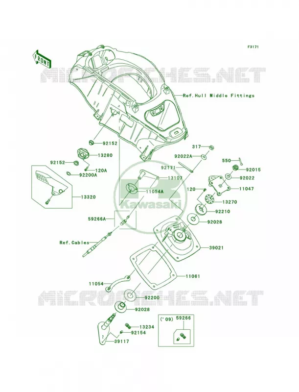 Handle Pole Kawasaki JET SKI 1500 2011 ULTRA LX  JT1500GBF