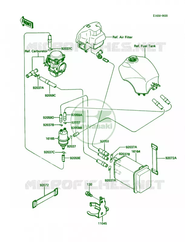 Fuel Evaporative System Kawasaki MOTOS 1000 1988 Concours  ZG1000-A3