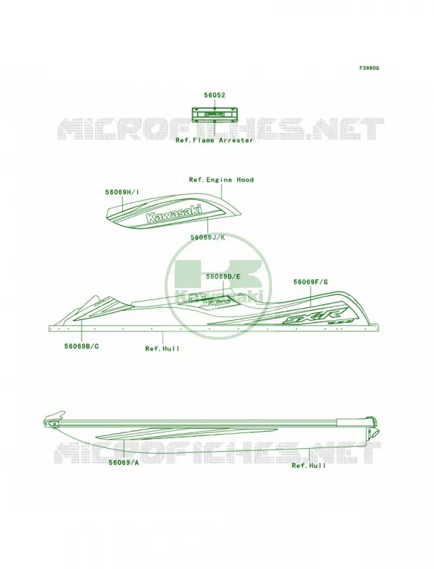 DecalsBlackAAF Kawasaki JET SKI 800 2010 800 SX-R  JS800AAF