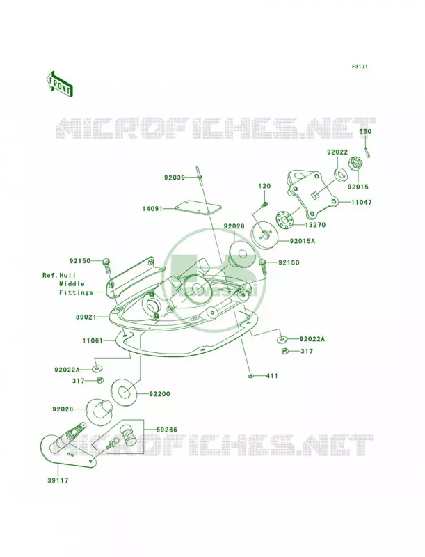 Handle Pole Kawasaki JET SKI 1500 2010 STX  JT1500DAF