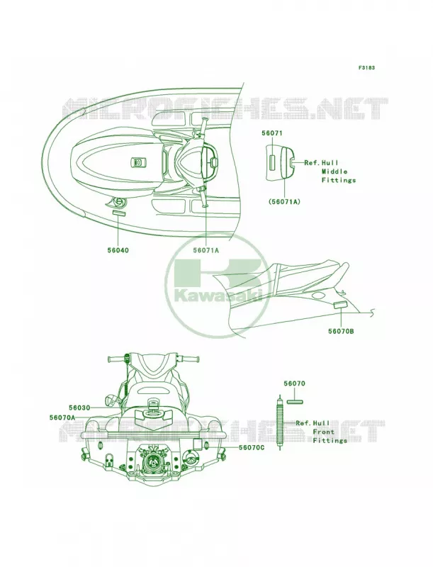 Labels Kawasaki JET SKI 1500 2010 STX  JT1500DAF