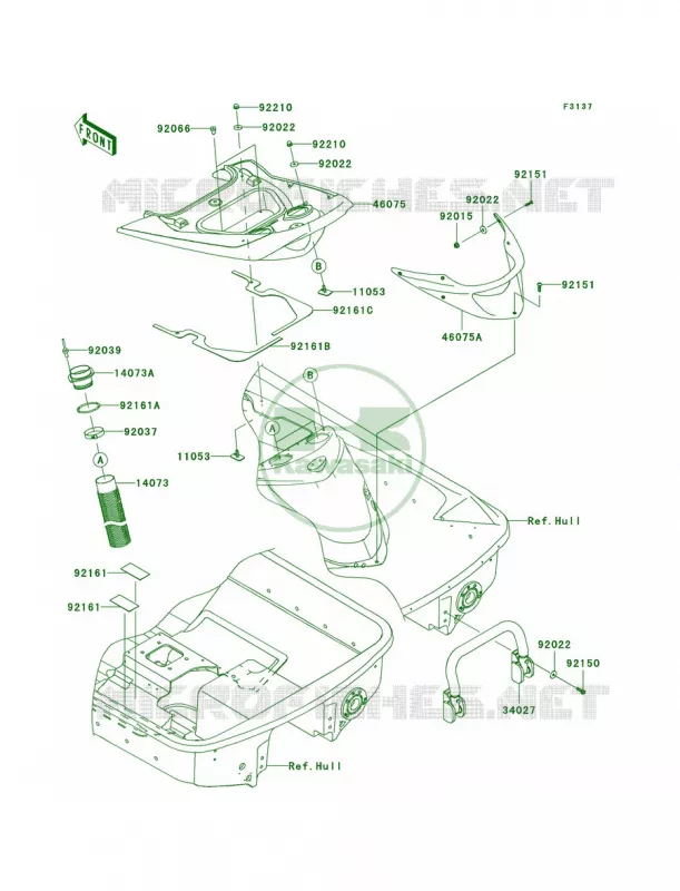 Hull Rear Fittings Kawasaki JET SKI 1500 2010 ULTRA 260X  JT1500EAF