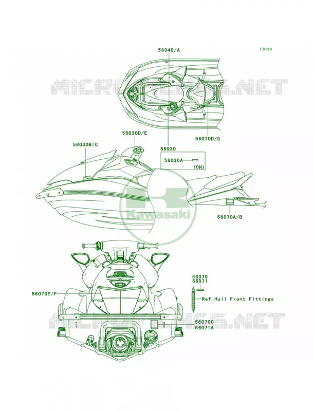 Labels Kawasaki JET SKI 1500 2010 ULTRA 260LX  JT1500FAF